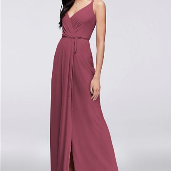 David’s bridal double strap long georgette dress - Picture 2 of 4